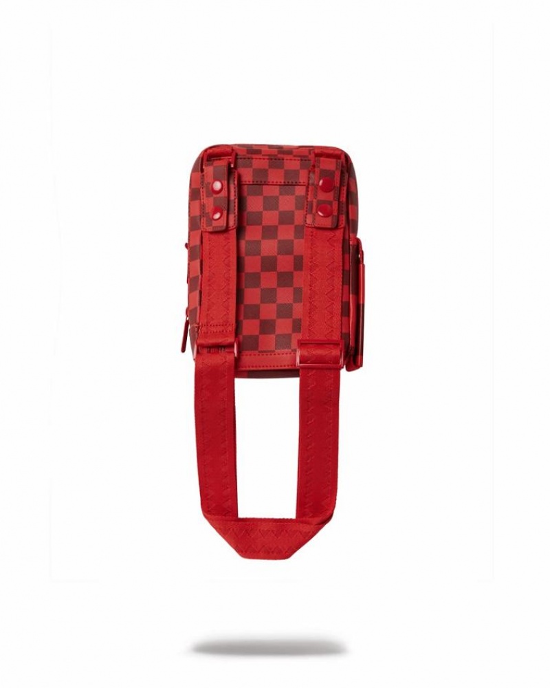 Red Men's Sprayground Xtc Sharks In Wonderland Slings Bag | PBOW32684