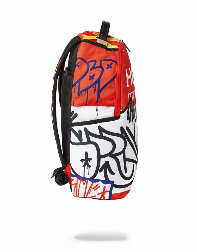 Red White Men's Sprayground Og Spray Backpacks | NSFT62783