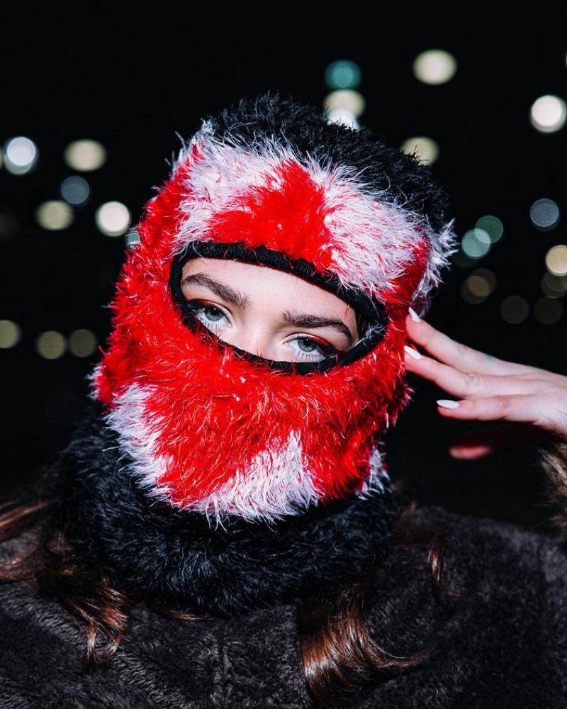 Red Women's Sprayground Cozy Homey Ski Mask | JPHU42803