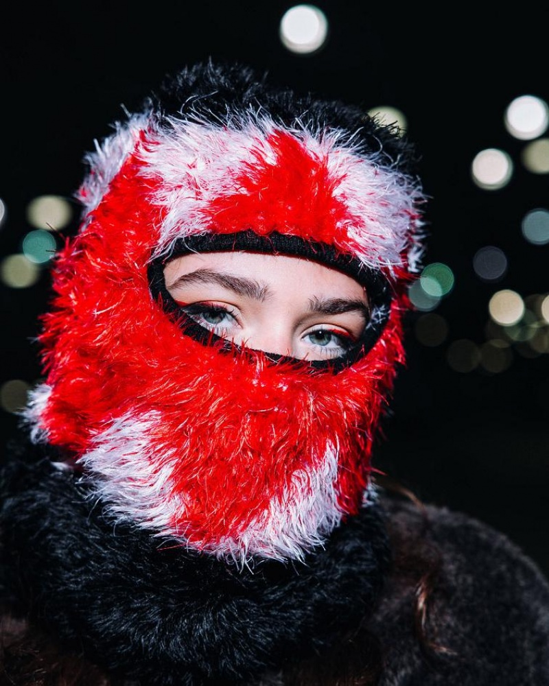 Red Women's Sprayground Cozy Homey Ski Mask | JPHU42803