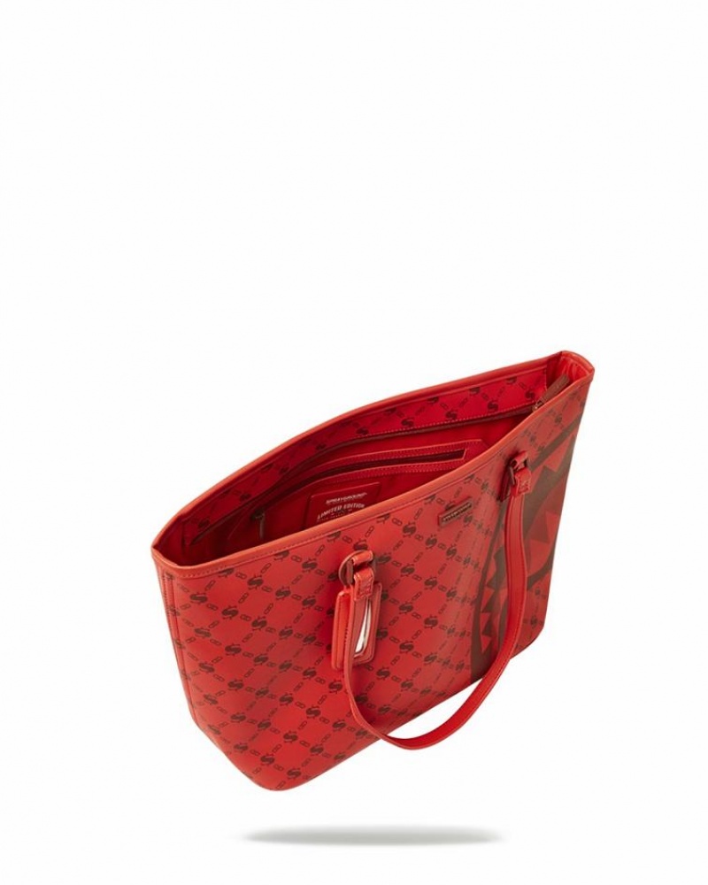 Red Women's Sprayground Moneygram Brick Tote Bags | SOFM13276