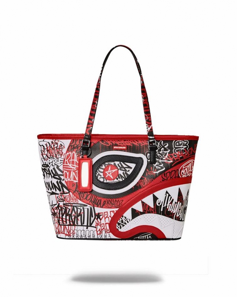 Red Women\'s Sprayground Mysterious Mastermind Tote Bags | GDHI86095