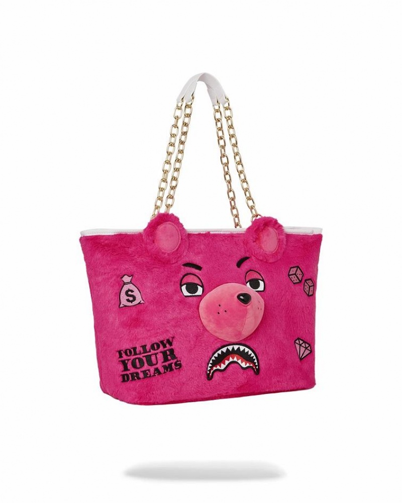 Red Women's Sprayground Plush Moneybear Tote Bags | PTAG69278