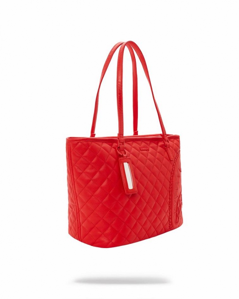 Red Women's Sprayground Red Riviera Tote Bags | MWIQ23690