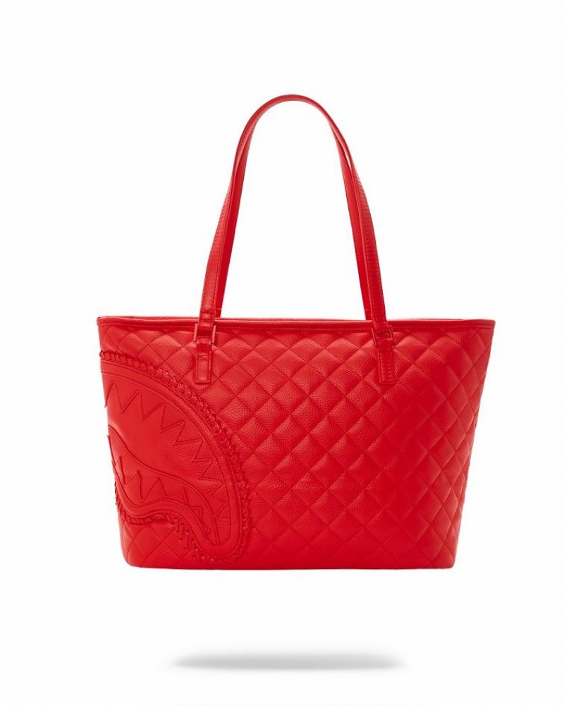 Red Women's Sprayground Red Riviera Tote Bags | MWIQ23690