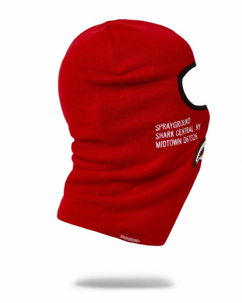 Red Women's Sprayground Shark Central Ski Mask | NBCK01274