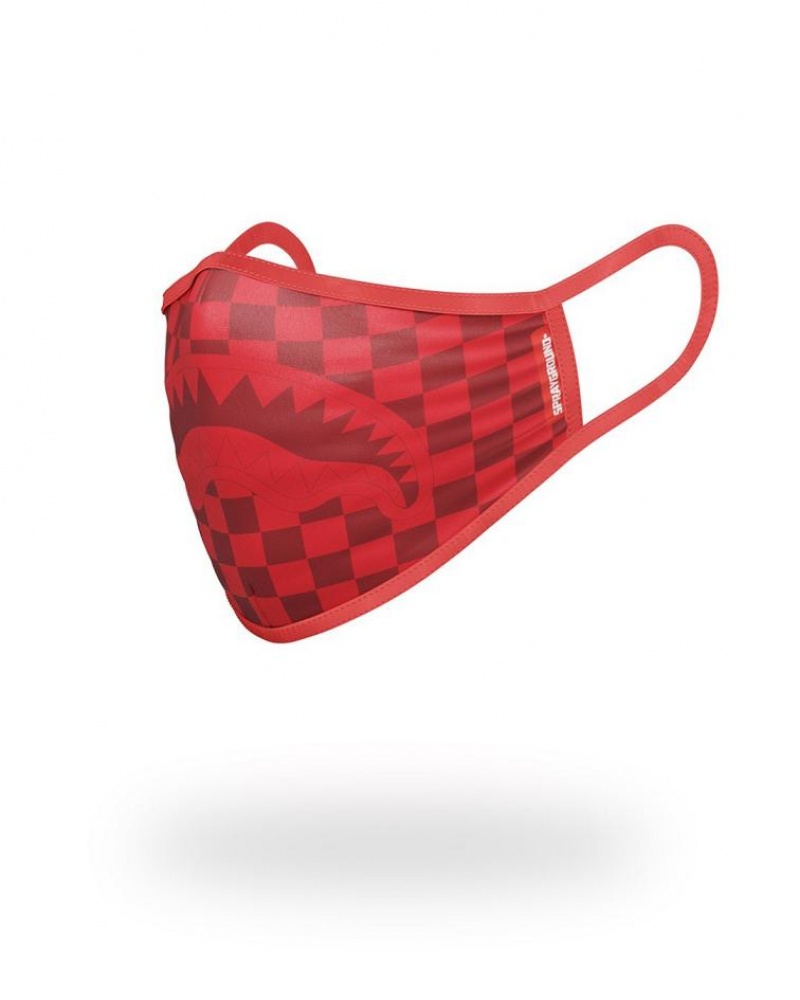 Red Women's Sprayground Sharks In Paris Face Masks | AUTL47802