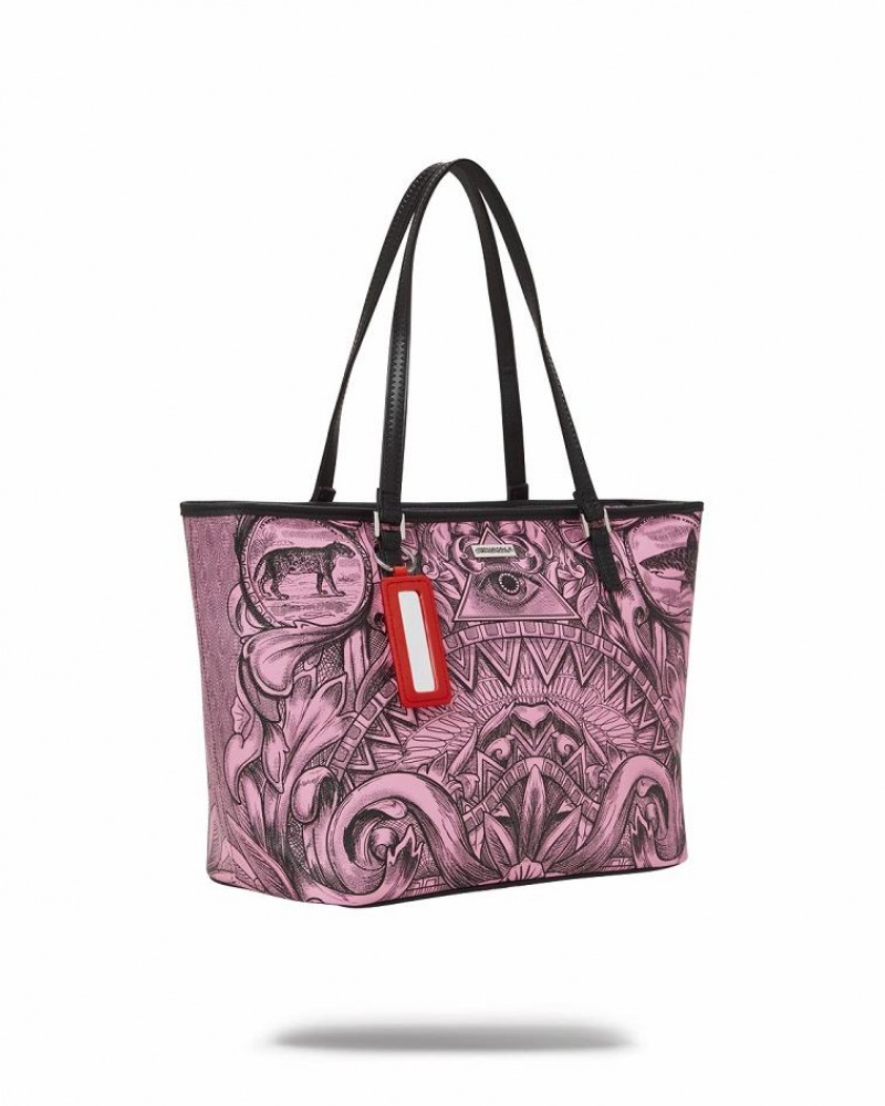 Red Women's Sprayground Society Of Sharks Tote Bags | PRYQ78693