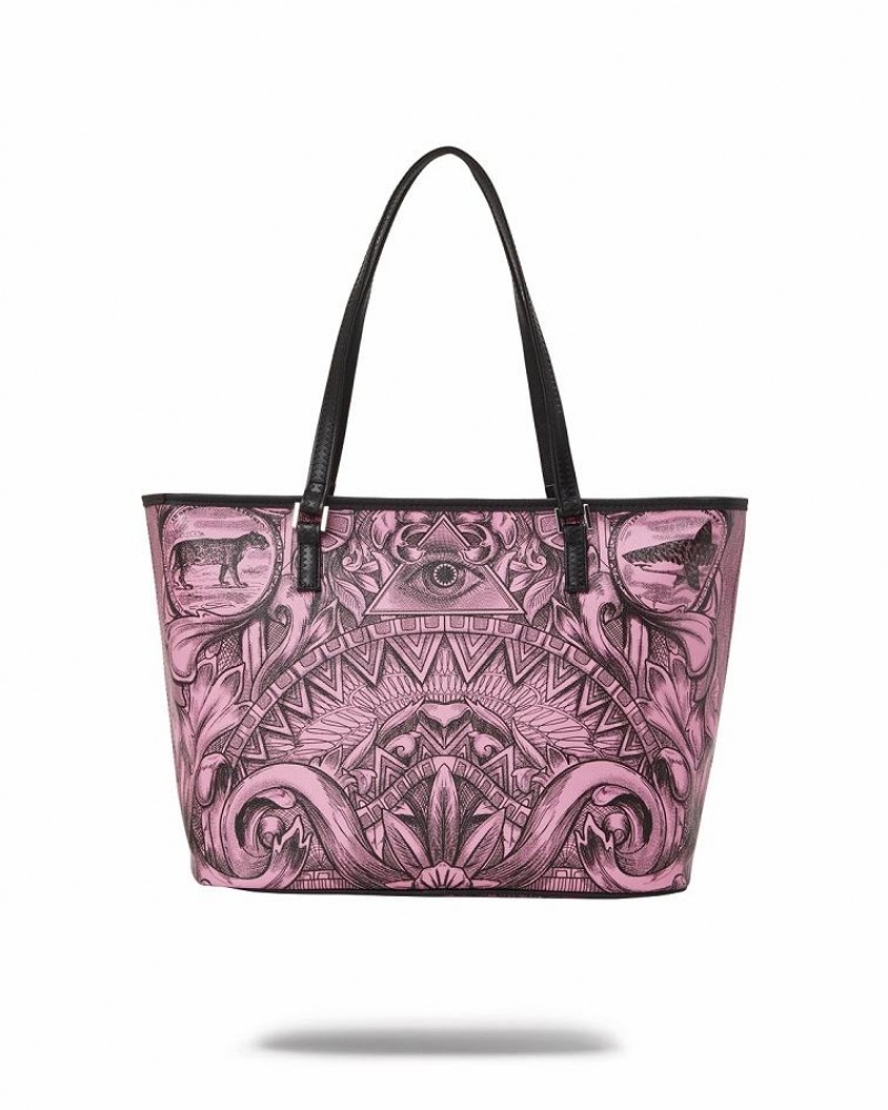 Red Women's Sprayground Society Of Sharks Tote Bags | PRYQ78693