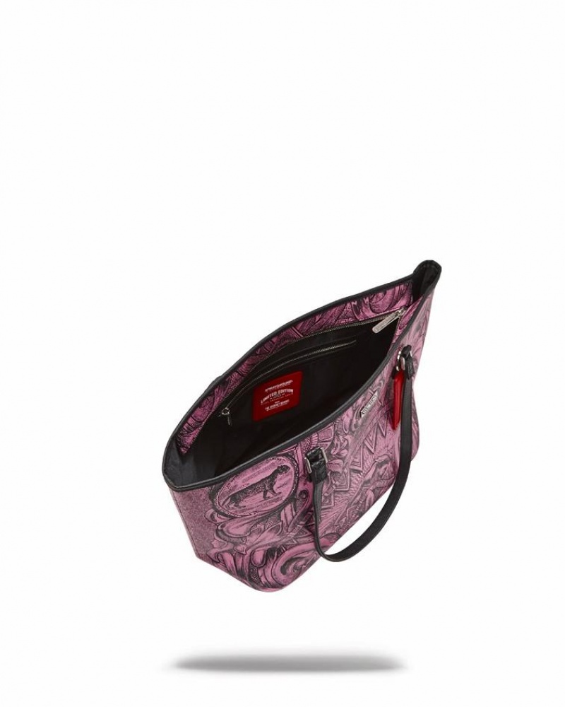 Red Women's Sprayground Society Of Sharks Tote Bags | PRYQ78693