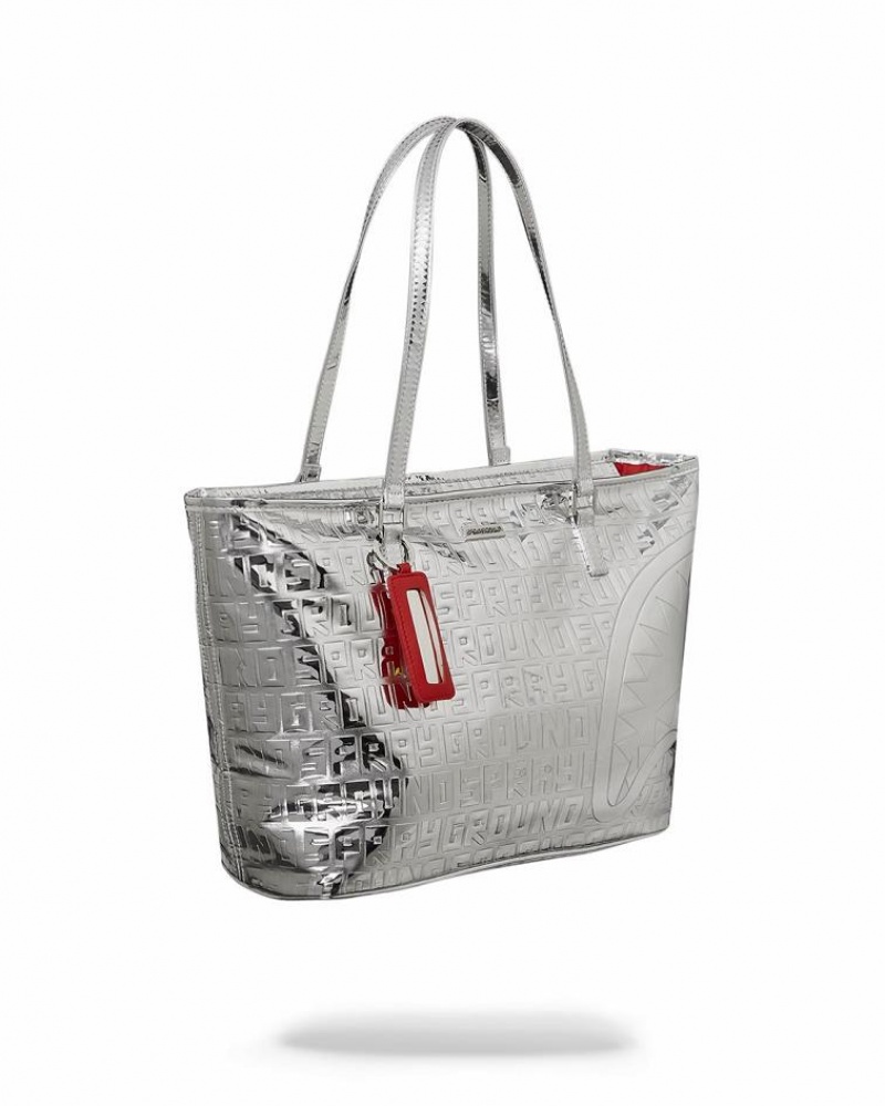 Sliver Women's Sprayground Future Titan Tote Bags | HBLU01547