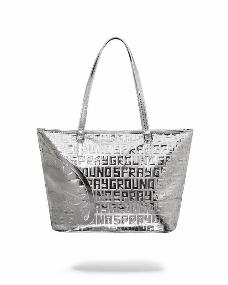 Sliver Women's Sprayground Future Titan Tote Bags | HBLU01547