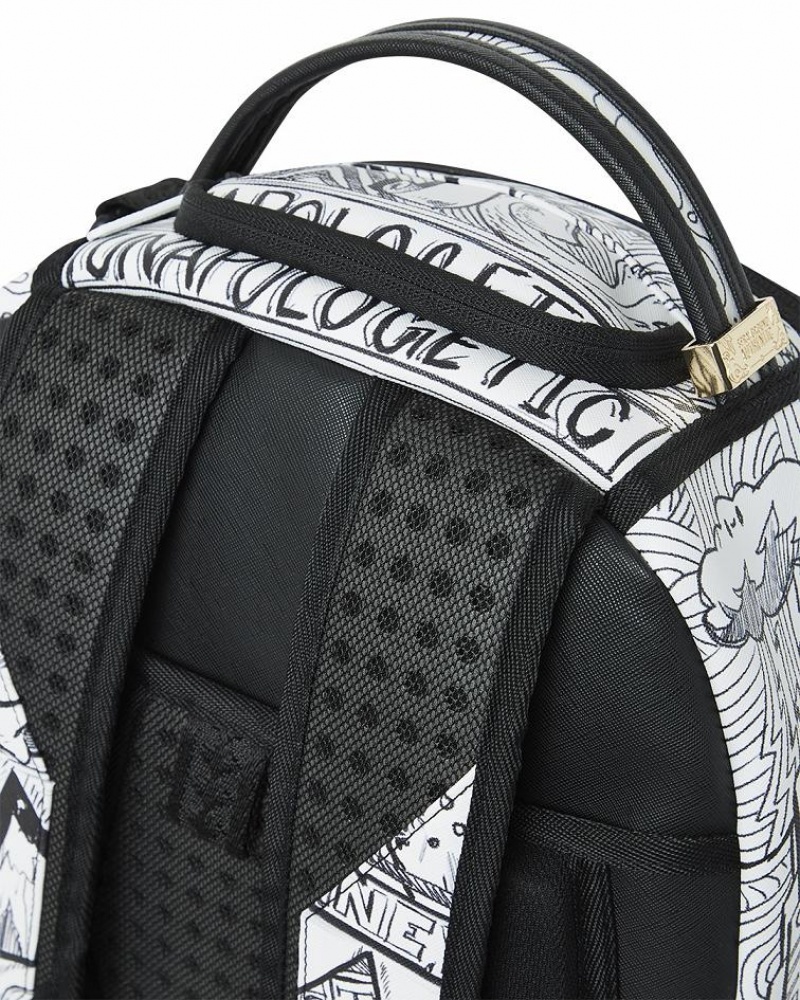 White Black Men's Sprayground Mad Doodles Backpacks | DRSF19628