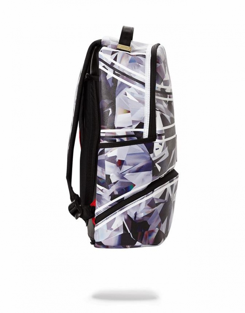 White Black Men's Sprayground Spalding X Backpacks | GVUF39642