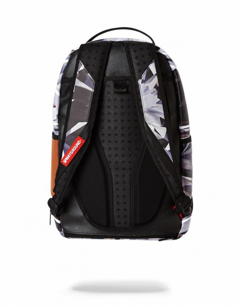 White Black Men's Sprayground Spalding X Backpacks | GVUF39642