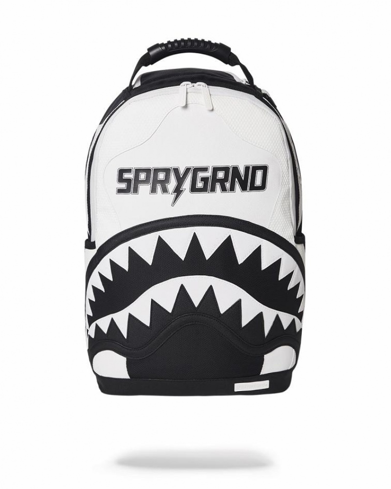 White Black Men\'s Sprayground Swerve Backpacks | APIU18539