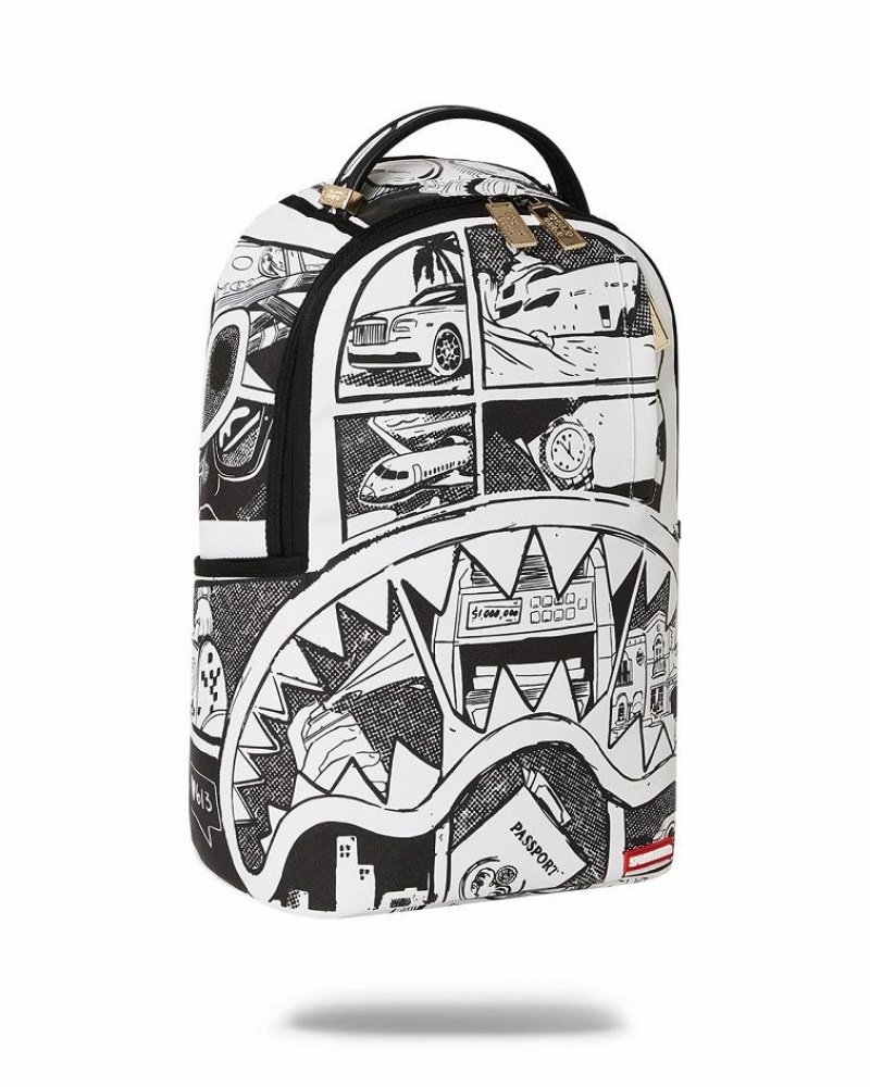 White Black Men's Sprayground The Good Life Backpacks | EZRF65372