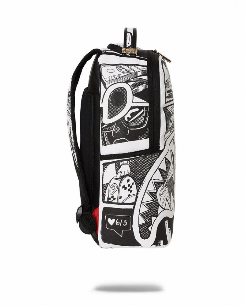 White Black Men's Sprayground The Good Life Backpacks | EZRF65372