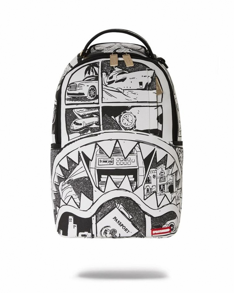 White Black Men\'s Sprayground The Good Life Backpacks | EZRF65372