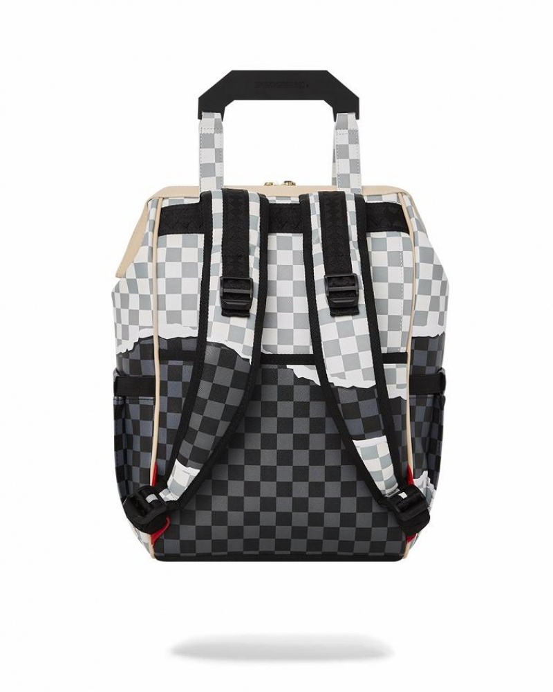 White Black Men's Sprayground Unstoppable Endeavors Backpacks | AMOY46803