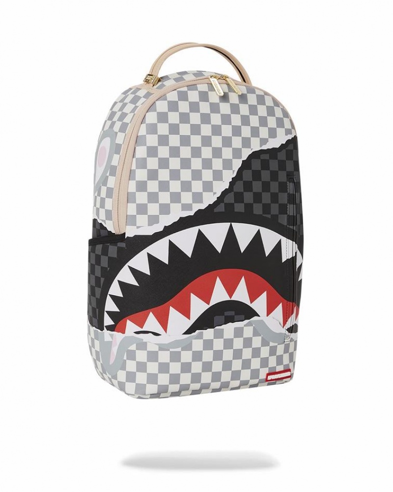 White Black Men's Sprayground Unstoppable Endeavors Backpacks | GKLY73561