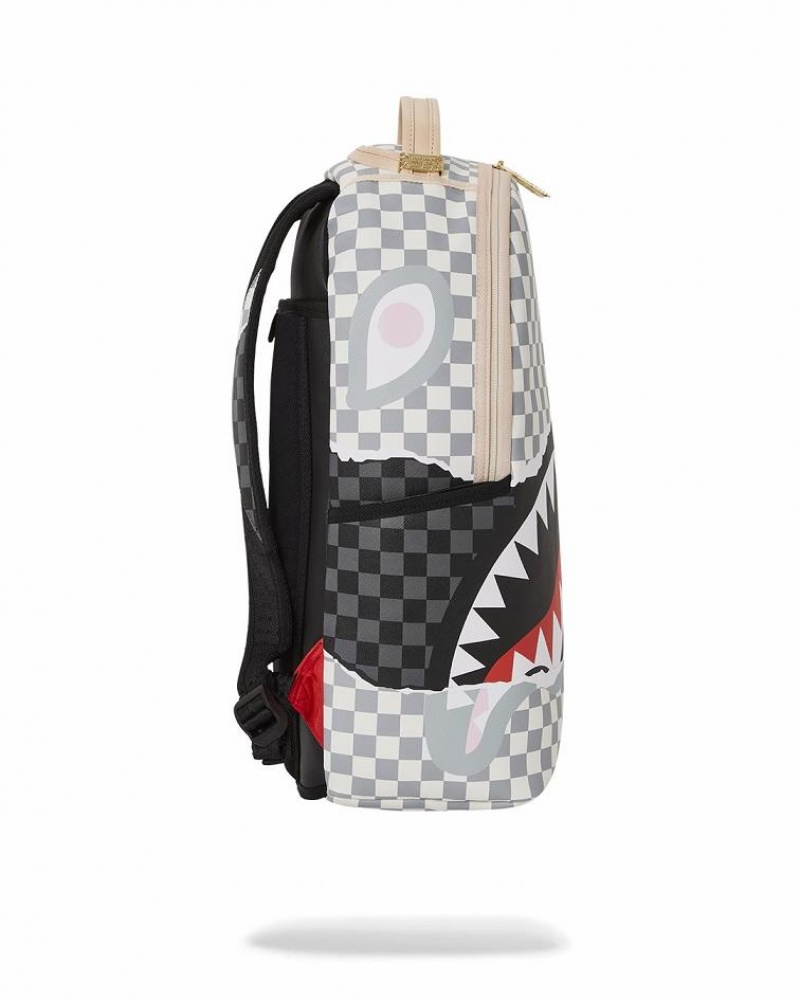 White Black Men's Sprayground Unstoppable Endeavors Backpacks | GKLY73561