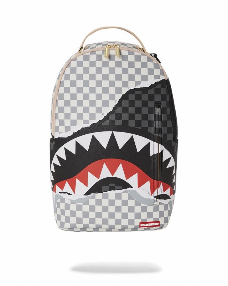 White Black Men\'s Sprayground Unstoppable Endeavors Backpacks | GKLY73561