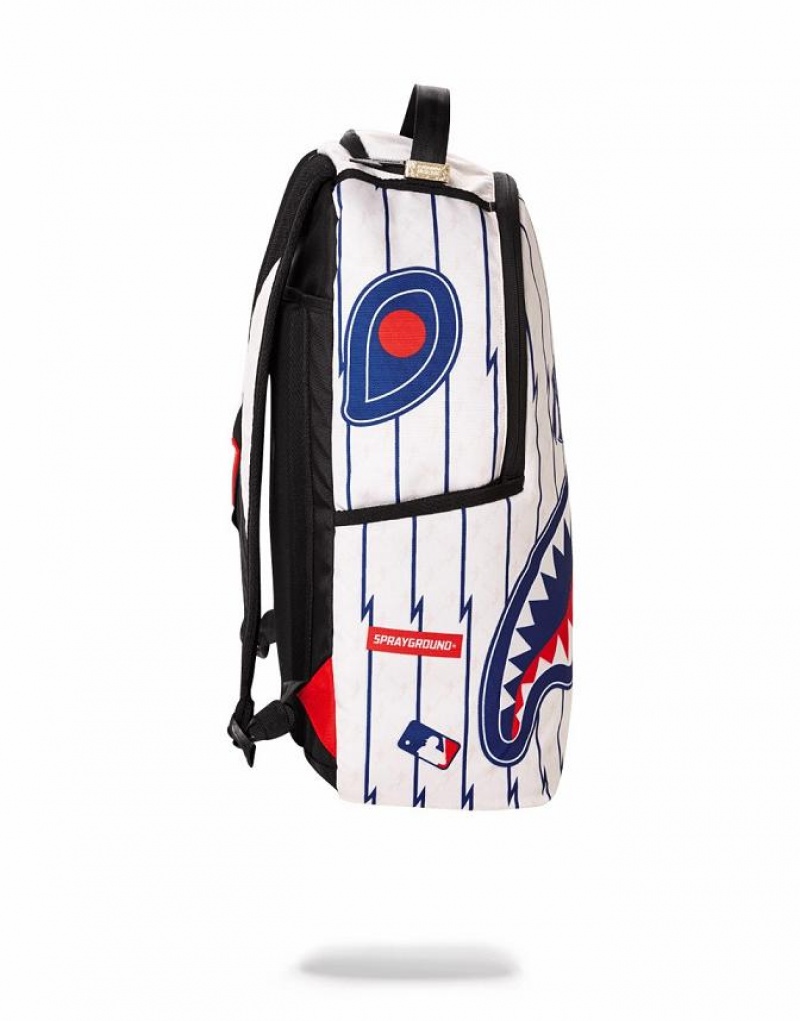 White Blue Men's Sprayground Mlb Ny Yankees Bolt Backpacks | FTIJ51468