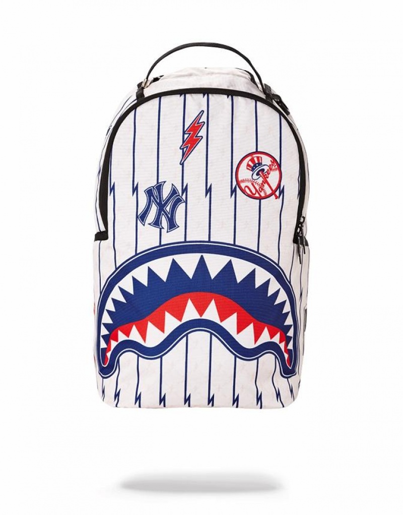 White Blue Men\'s Sprayground Mlb Ny Yankees Bolt Backpacks | FTIJ51468