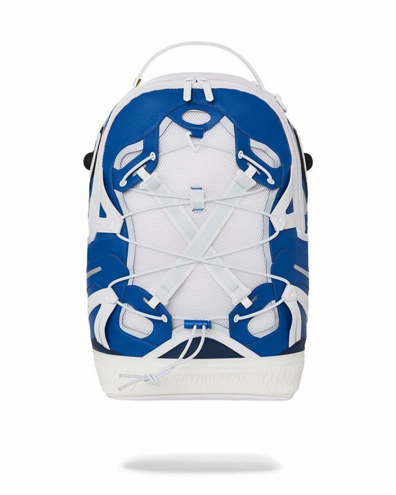 White Blue Men's Sprayground The Powerhouse Backpacks | EYUL14658