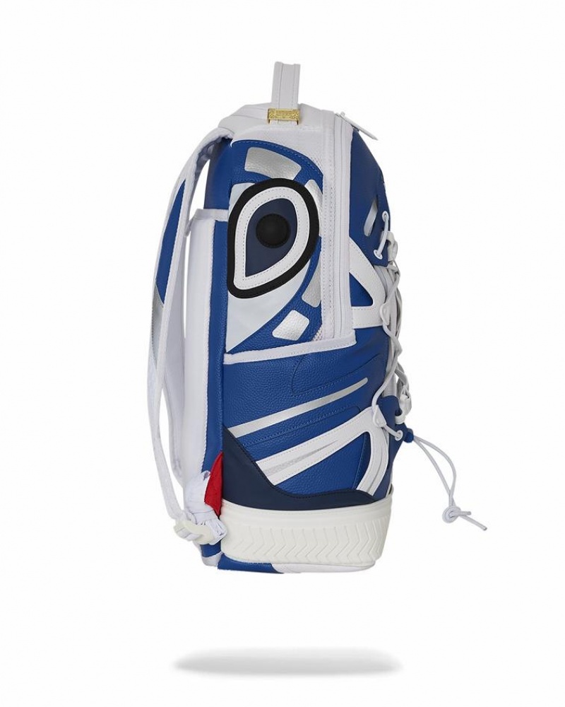 White Blue Men's Sprayground The Powerhouse Backpacks | EYUL14658