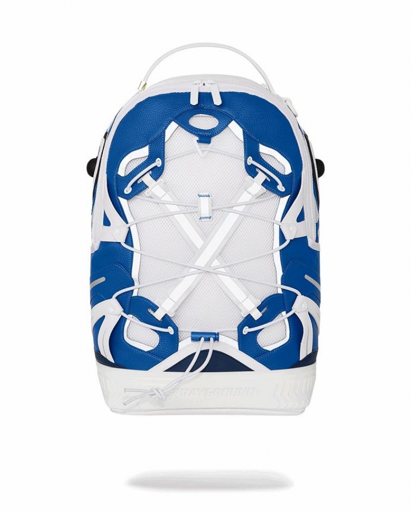 White Blue Men\'s Sprayground The Powerhouse Backpacks | EYUL14658