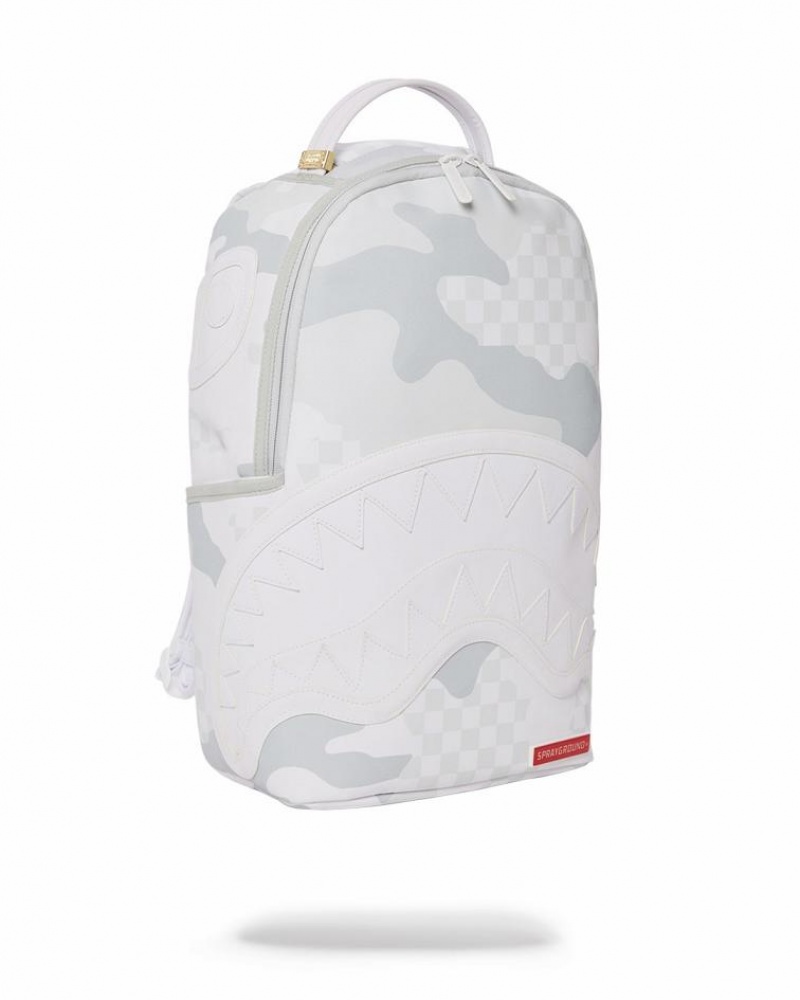 White Men's Sprayground 3am Le Blanc Backpacks | UDHP05738