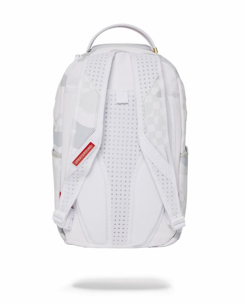 White Men's Sprayground 3am Le Blanc Backpacks | UDHP05738