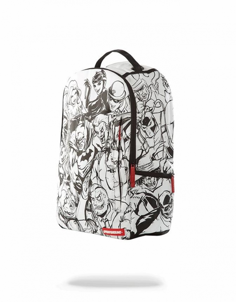 White Men's Sprayground Batman Villains Diy Backpacks | SUGN18902