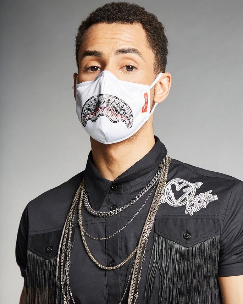 White Men's Sprayground Clearcut Face Masks | VCEH78032