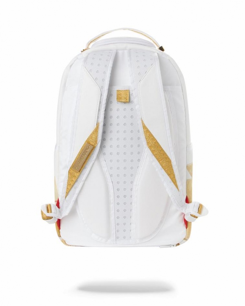 White Men's Sprayground Gold Money Bricks Dlxv Backpacks | KJUC32879