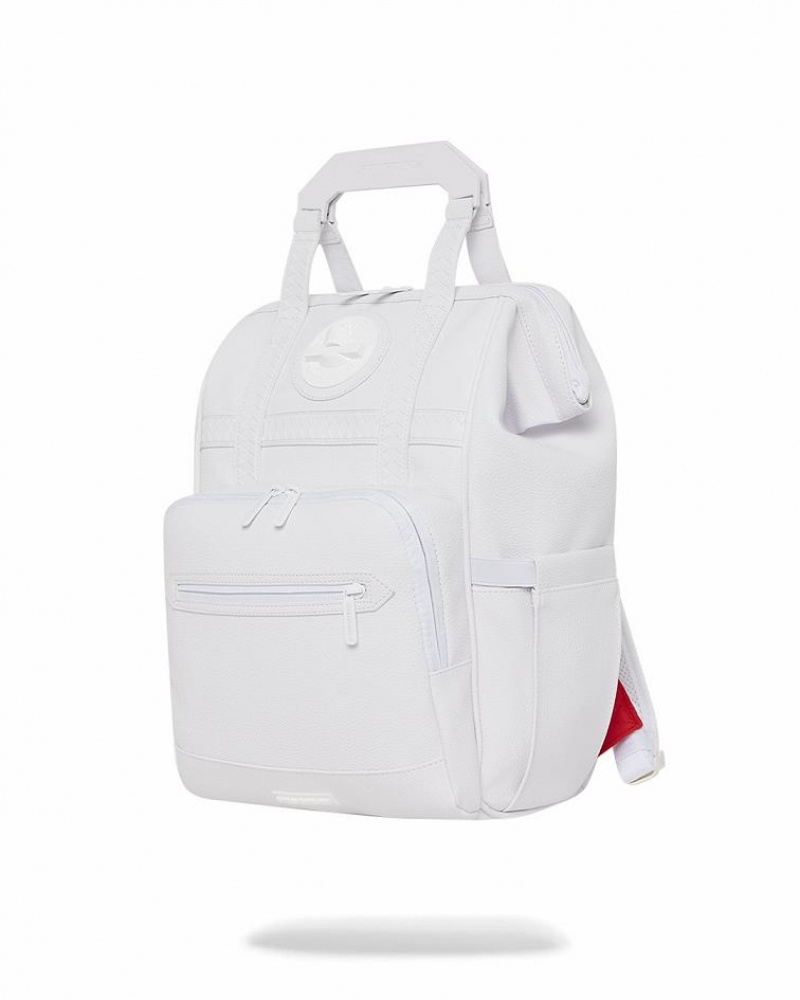 White Men's Sprayground Heavy Metal Shark Backpacks | LATM02857