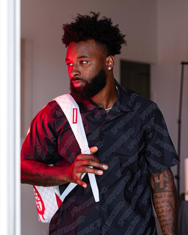 White Men's Sprayground Jarvis Landry Wynwood Backpacks | EGMZ74059