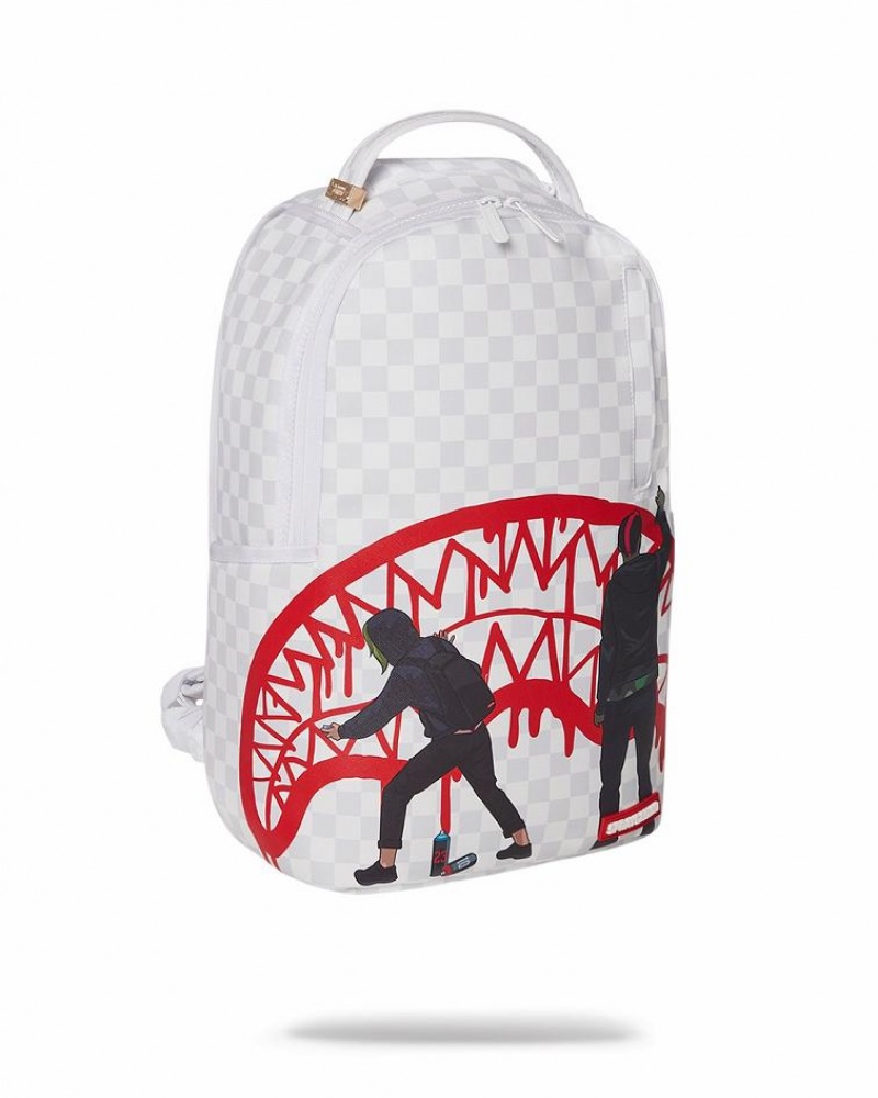 White Men's Sprayground Jarvis Landry Wynwood Backpacks | EGMZ74059