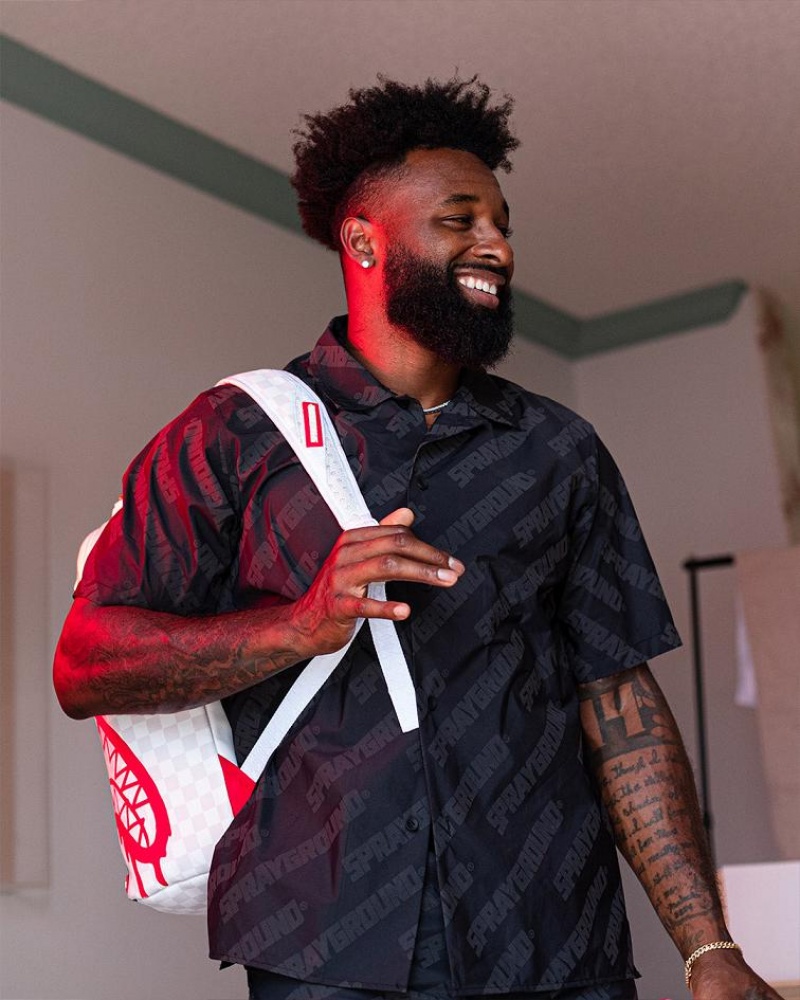 White Men's Sprayground Jarvis Landry Wynwood Backpacks | EGMZ74059