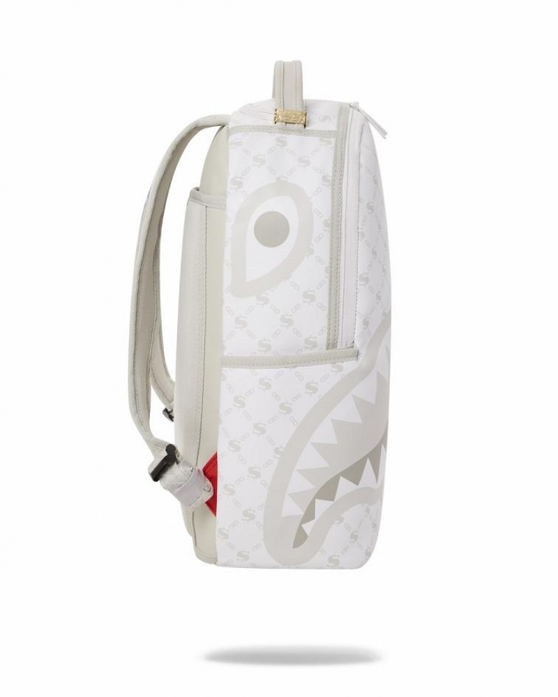 White Men's Sprayground Moneygram Powder Backpacks | FMLZ59034