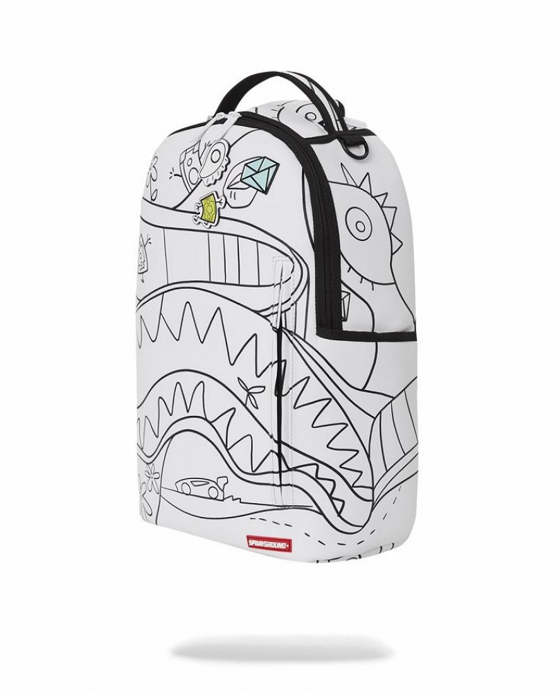 White Men's Sprayground One Liner Backpacks | RWPG48530