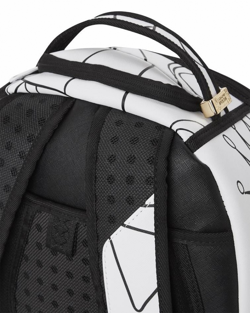 White Men's Sprayground One Liner Backpacks | RWPG48530