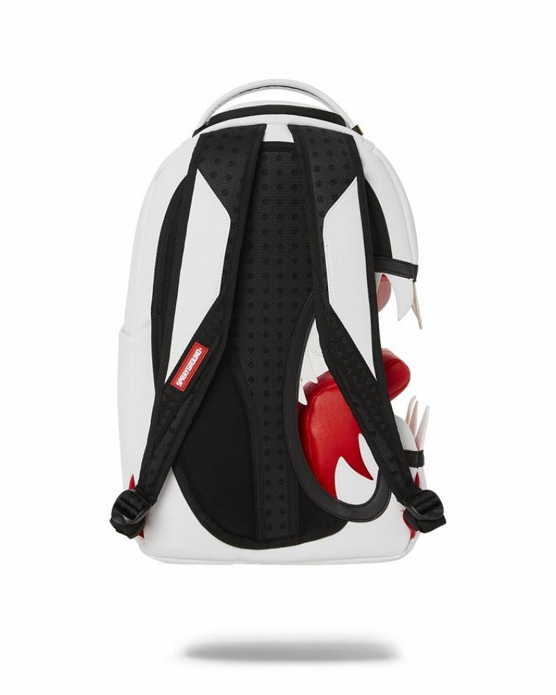 White Men's Sprayground Scream Shark Backpacks | IAQD92641