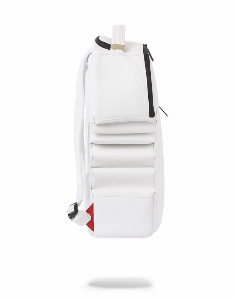 White Men's Sprayground Shark Bite Backpacks | RYPN45802