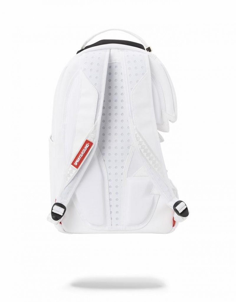 White Men's Sprayground Shark Bite Backpacks | RYPN45802