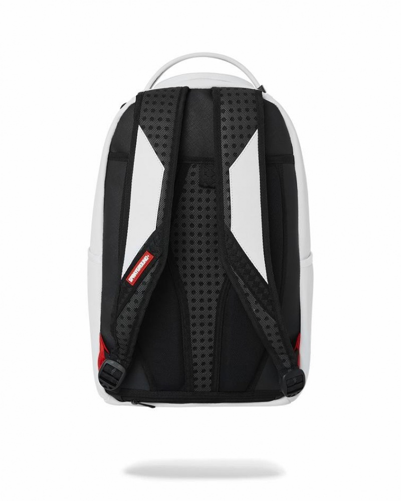 White Men's Sprayground Shark Central Backpacks | RHJK06954