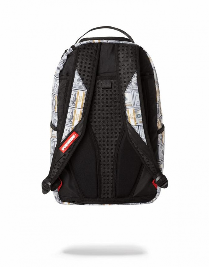 White Men's Sprayground Velour Money Backpacks | MLFX87149