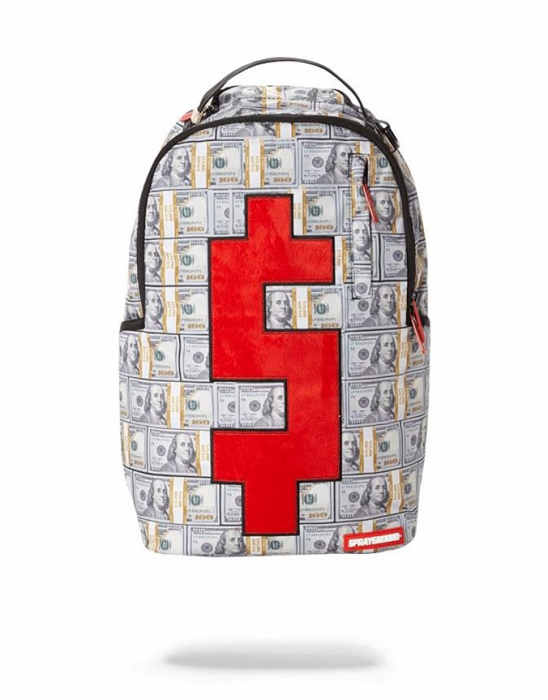 White Men\'s Sprayground Velour Money Backpacks | MLFX87149